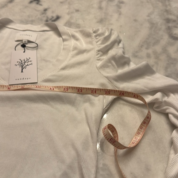 Sundays white v-neck ribbed ruched long-sleeved IVETTE TOP size xs - Picture 8 of 9